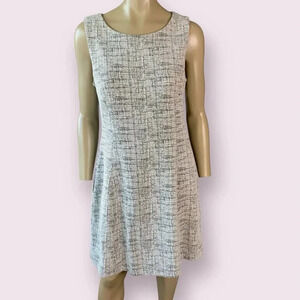 Tahari Sleeveless Stretchy Ponte Knit Shift Casual Dress Size 12 Gray Abstract